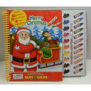 Phidal Merry Christmas Deluxe Poster Paint & Color Kids Santa Activity Book NEW